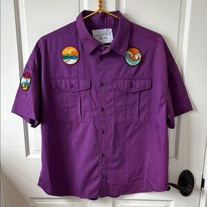 Laurence Bras Purple Utility Shirt with Retro Patches